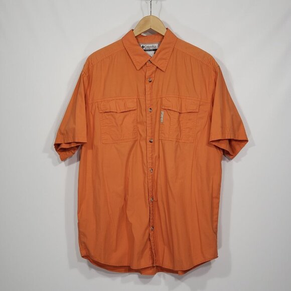 Orange Columbia Vented Fishing Hiking Shirt  Short Sleeve  Men's Size Large - Picture 1 of 5